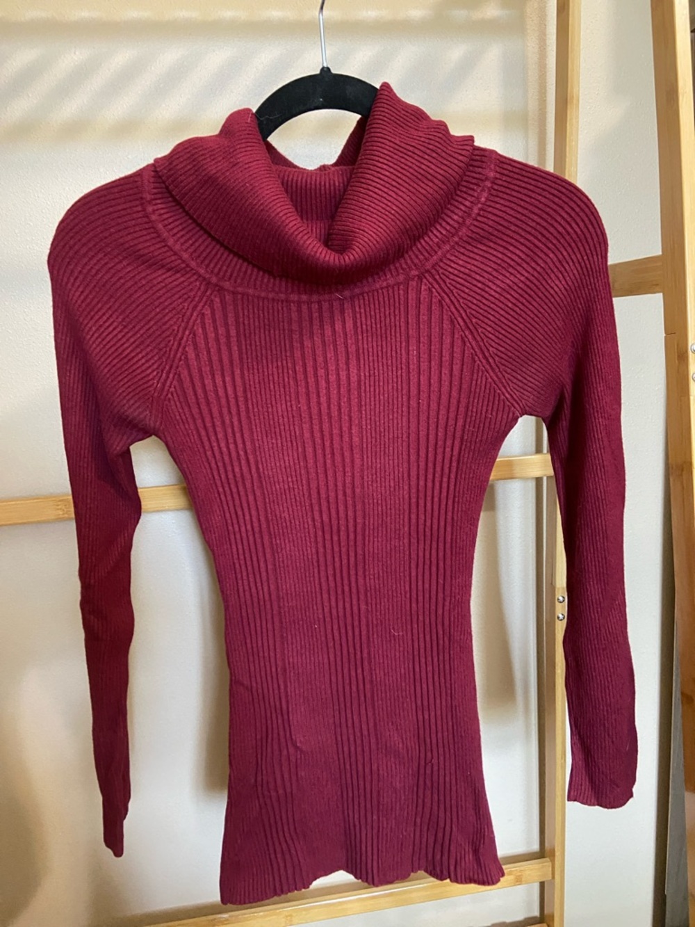 Say What? Ribbed Cowl Neck Sweater in Wine